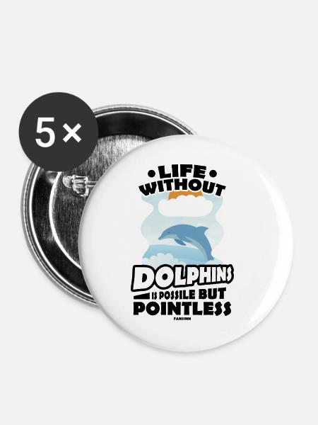 Delfin - Buttons klein 25 mm (5er Pack) - Weiß