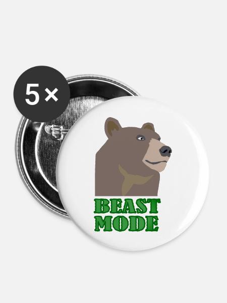 Bear WIDL Beast - Buttons klein 25 mm (5er Pack) - Weiß