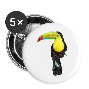 Oiseau ~ le Toucan - Lot de 5 petits badges (25 mm) - blanc - Devant