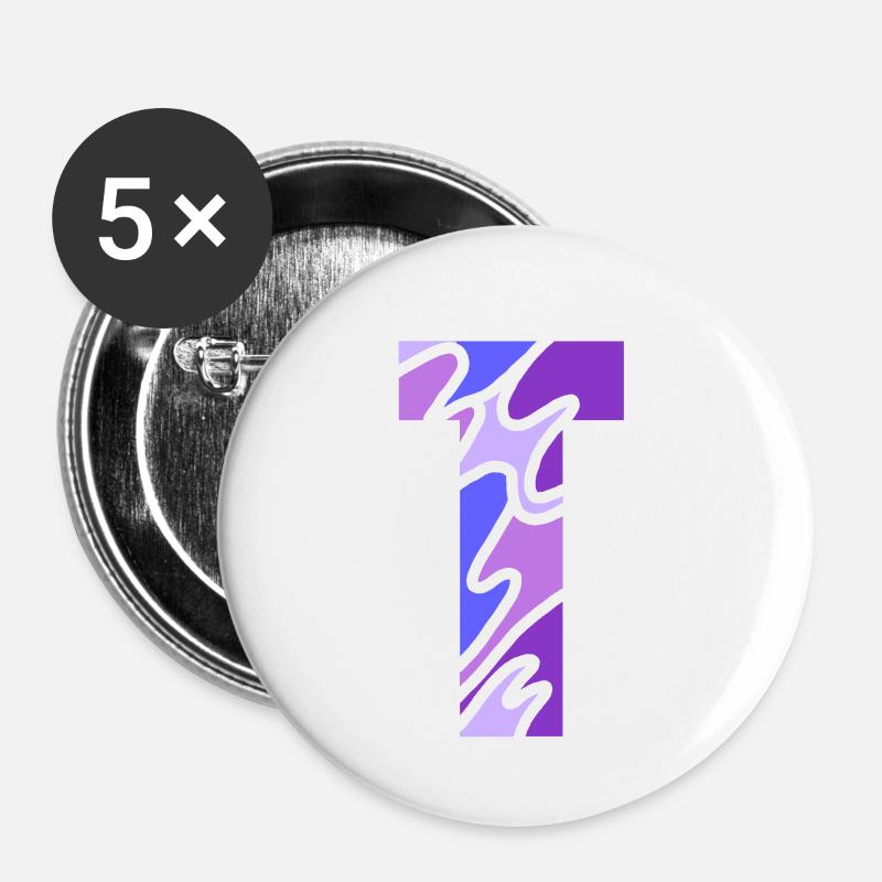 Letter T - Buttons klein 25 mm (5er Pack) - Weiß