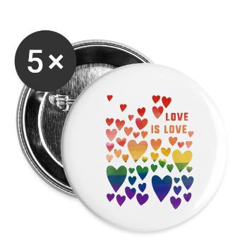 l’amour est l’amour, LGBT, Arc-en-ciel, Cœur, Graffiti, Amour, - Lot de 5 petits badges (25 mm) - blanc - Devant
