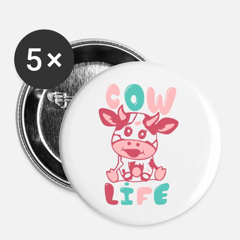 Leben der Kuh - Buttons klein 25 mm (5er Pack) - Weiß