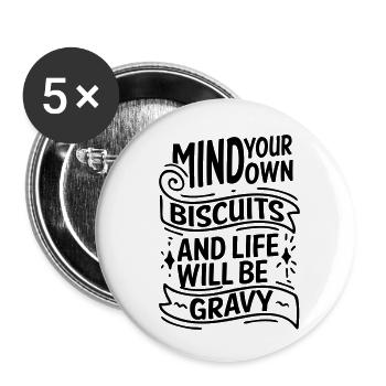 FAITES ATTENTION À VOS PROPRES BISCUITS - Lot de 5 petits badges (25 mm) - blanc - Devant