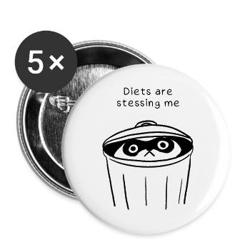 "Diets are stressing me" - Raccoon - Buttons klein 25 mm (5er Pack) - Weiß - Vorne