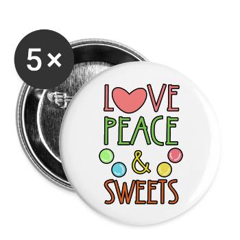 Süßigkeiten Statement Nachspeise Zucker Bonbon - Buttons klein 25 mm (5er Pack) - Weiß - Vorne