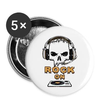 Rock Music On - Buttons klein 25 mm (5er Pack) - Weiß - Vorne