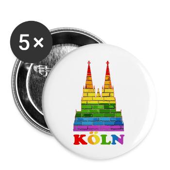 LGBT Cologne Gay Pride - Lot de 5 petits badges (25 mm) - blanc - Devant
