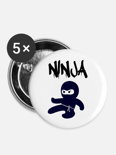 Ninja - Buttons klein 25 mm (5er Pack) - Weiß