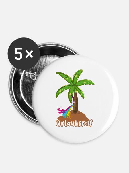 urlaubsreif,urlaub,ferien,palme,insel - Buttons klein 25 mm (5er Pack) - Weiß
