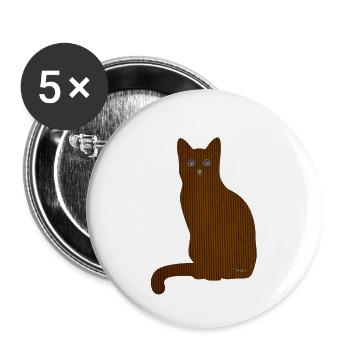 Katze Meow - Buttons klein 25 mm (5er Pack) - Weiß - Vorne
