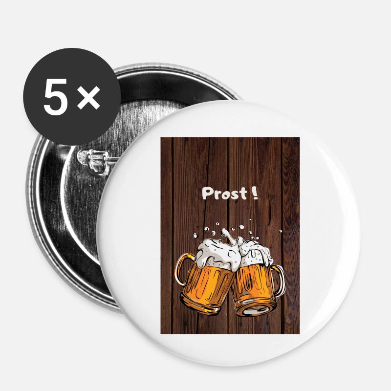 Prost beschriftung - Buttons klein 25 mm (5er Pack) - Weiß