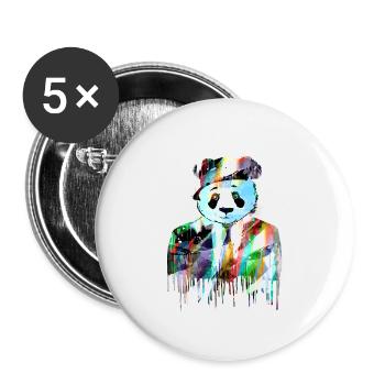 panda,panda bear,colorful,graffiti,painting,suit - Buttons small 1''/25 mm (5-pack) - white - Front
