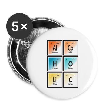 Alcoolique - Tableau périodique des éléments - Lot de 5 petits badges (25 mm) - blanc - Devant