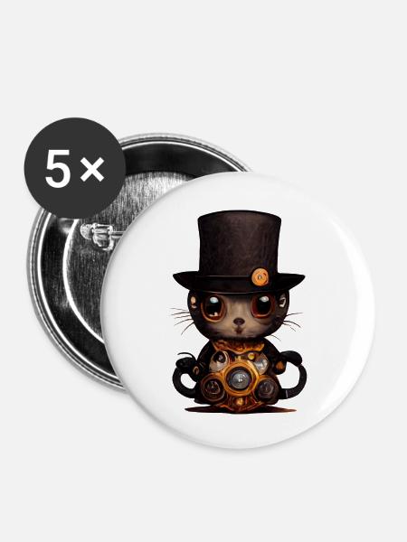 Elegante Katze - Buttons klein 25 mm (5er Pack) - Weiß
