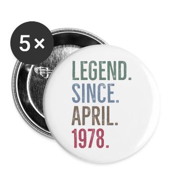 Legend Since April 1978 - Buttons small 1''/25 mm (5-pack) - white - Front