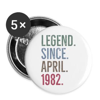 Legende seit April 1982 - Buttons klein 25 mm (5er Pack) - Weiß - Vorne