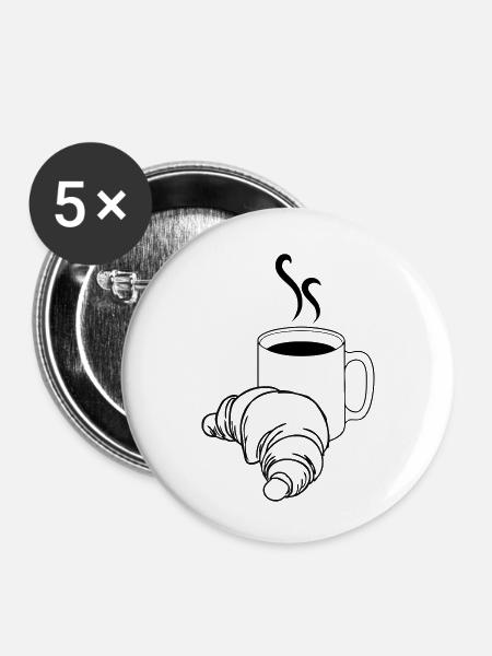 Frühstück - Buttons klein 25 mm (5er Pack) - Weiß