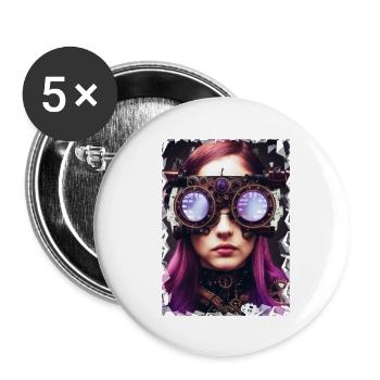 Steampunk Welt - Buttons klein 25 mm (5er Pack) - Weiß - Vorne
