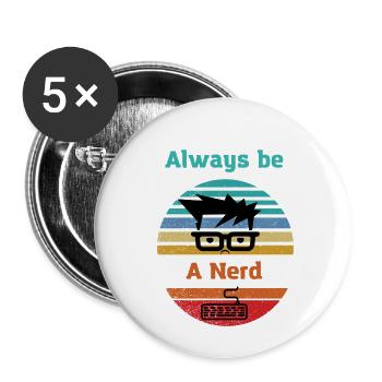 Nerd toujours drôle motif pour les joueurs - Lot de 5 petits badges (25 mm) - blanc - Devant