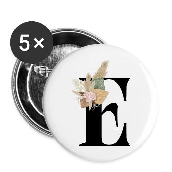 blumiger Buchstabe E - Buttons klein 25 mm (5er Pack) - Weiß - Vorne