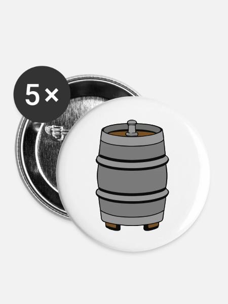 Bierfass Biertrinker Biertrinkerin Geschenkidee - Buttons klein 25 mm (5er Pack) - Weiß
