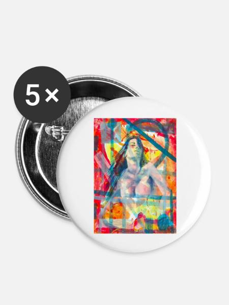 Abstrakte Malerei - Surrealist - Buttons klein 25 mm (5er Pack) - Weiß