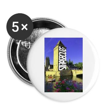 Strasbourg Graph Covered bridges - Buttons small 1''/25 mm (5-pack) - white - Front