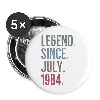 Legende seit Juli 1984 - Buttons klein 25 mm (5er Pack) - Weiß - Vorne