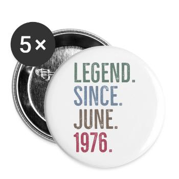 Legende seit Juni 1976 - Buttons klein 25 mm (5er Pack) - Weiß - Vorne