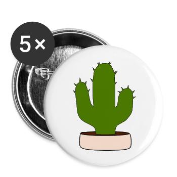 Kaktus, Kakteen, Sukkulenten, Pflanze - Buttons klein 25 mm (5er Pack) - Weiß - Vorne