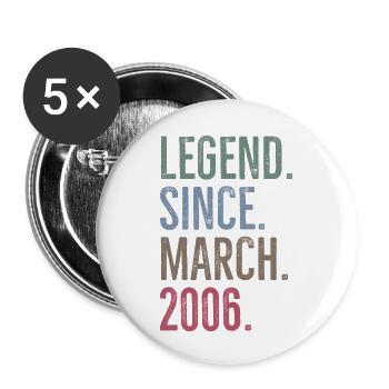 Legend Since March 2006 - Buttons small 1''/25 mm (5-pack) - white - Front