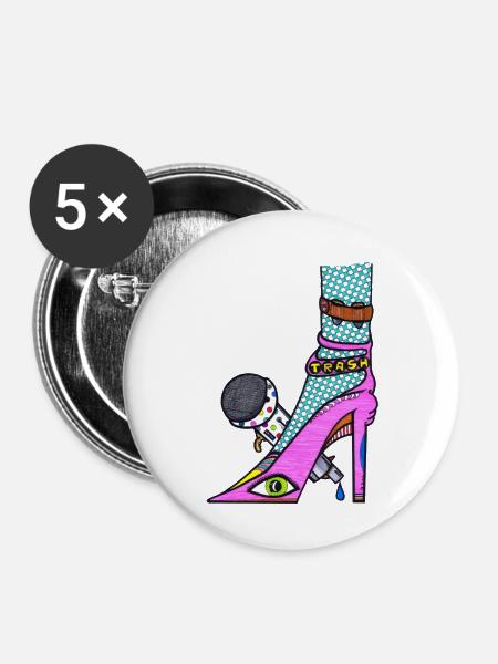 Disko Stöckelschuhe - Buttons klein 25 mm (5er Pack) - Weiß