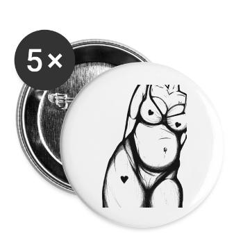 Women's Body Drawing Sketch Beauty Female - Buttons small 1''/25 mm (5-pack) - white - Front