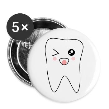 Zahn, Zähne, Zahnarzt Geschenk - Buttons klein 25 mm (5er Pack) - Weiß - Vorne