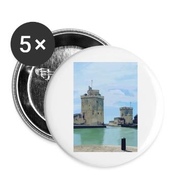 Design de la rochelle - Lot de 5 petits badges (25 mm) - blanc - Devant