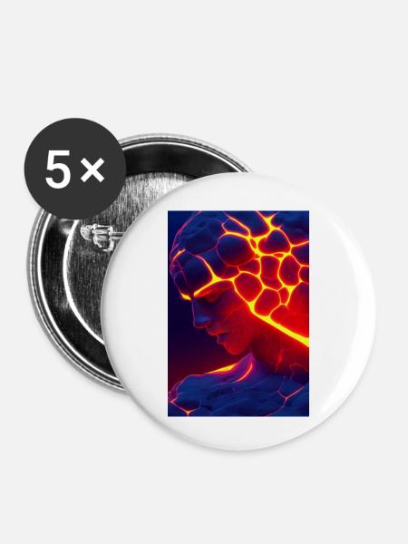 Lava-Mann - Buttons klein 25 mm (5er Pack) - Weiß