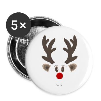 Christmas reindeer: Who owns the red nose? - Buttons small 1''/25 mm (5-pack) - white - Front