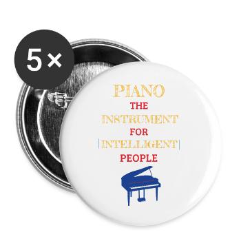 Instrument de piano pour personnes intelligentes Orange - Lot de 5 petits badges (25 mm) - blanc - Devant