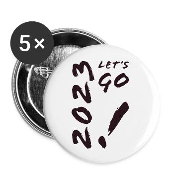 2023 LET‘S GO! - Buttons klein 25 mm (5er Pack) - Weiß - Vorne