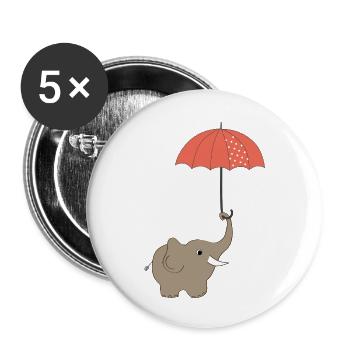 Elefant im Herbst Regentag Regenschirm "happy rain - Buttons klein 25 mm (5er Pack) - Weiß - Vorne