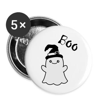 Drôle de fantôme Boo - Lot de 5 petits badges (25 mm) - blanc - Devant