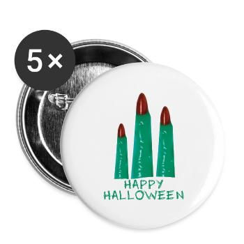 halloween,finger,happy halloween,green fingers, - Buttons small 1''/25 mm (5-pack) - white - Front