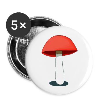 Champignons Champignons Champignons Vénéneux Mycologie Terreux Naturel 3 - Lot de 5 petits badges (25 mm) - blanc - Devant