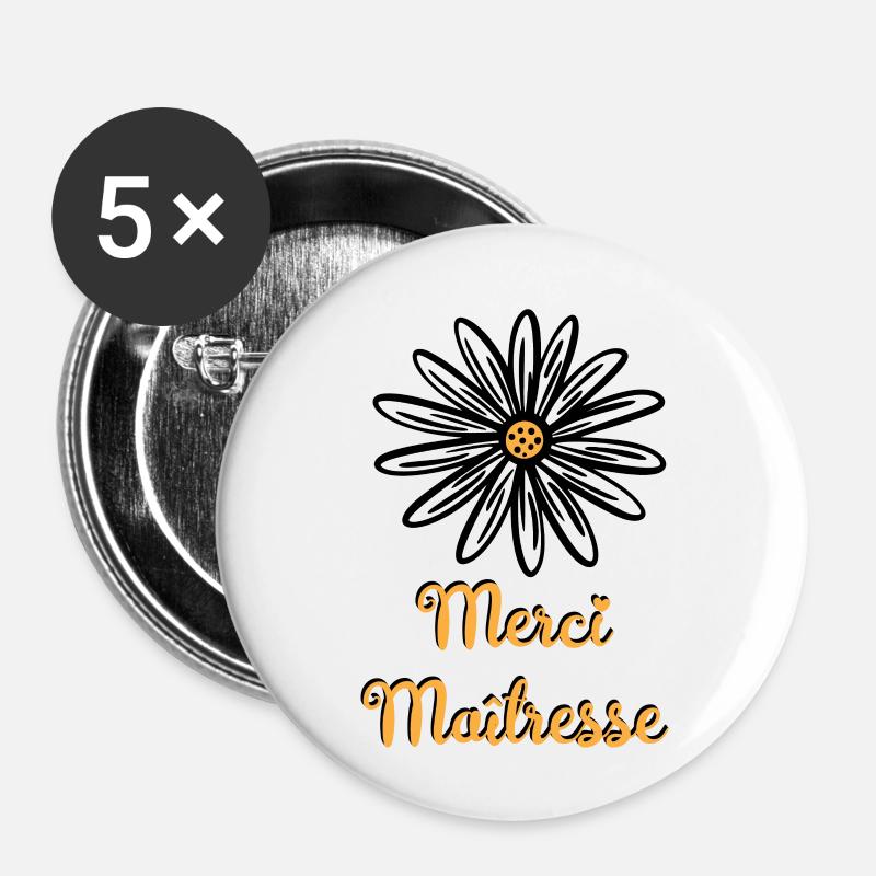 Danke Herrin mit einer Blume - Buttons klein 25 mm (5er Pack) - Weiß