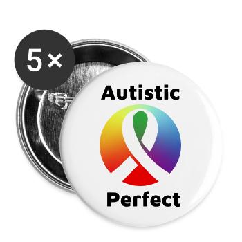 Autistic Perfect - Buttons small 1''/25 mm (5-pack) - white - Front