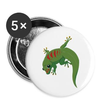 Gecko Illustration - Lot de 5 petits badges (25 mm) - blanc - Devant