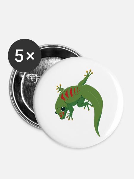 Gecko Illustration - Buttons klein 25 mm (5er Pack) - Weiß