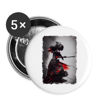 Samouraï - Lot de 5 petits badges (25 mm) - blanc - Devant