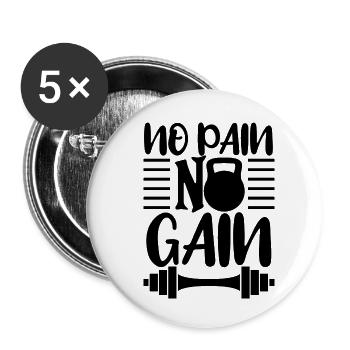 No pain no gain - Buttons small 1''/25 mm (5-pack) - white - Front