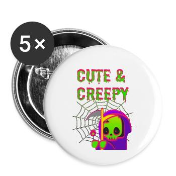 Funny and cute Halloween Design/Tshirt - Buttons small 1''/25 mm (5-pack) - white - Front